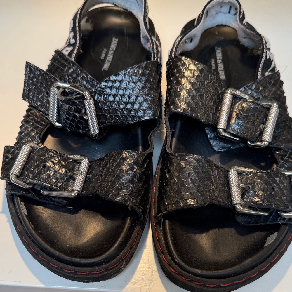 Zadig & Voltaire Black Textured Sandals